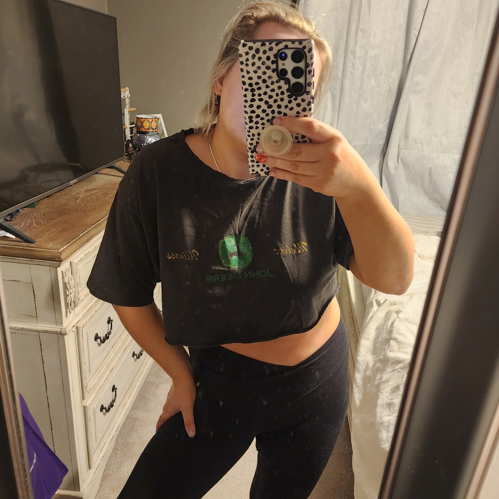 Black John Deere Crop Top